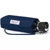 Navy-colored Davek Mini umbrella open, showing compact design and sturdy frame, perfect for easy carry and rain protection.