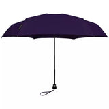 Open plum-colored Davek Mini umbrella showing its compact design and sturdy frame, ideal for portable rain protection.