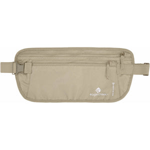 Eagle Creek RFID Blocker Money Belt DLX in tan color, designed as a secure accessories pouch with RFID protection.