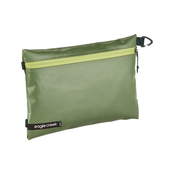 Eagle Creek PACK-IT Gear Pouch S for packing organization, shown in black with multiple compartments and zippers.