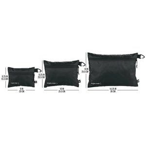 Eagle Creek PACK-IT™ Isolate Sac Set XS/S/M for packing organization, shown in various sizes with transparent design.