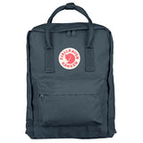 Fjallraven Kanken backpack in frost green with adjustable shoulder straps and front zip pocket for everyday use.