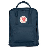 Fjallraven Kanken backpack in frost green with top handle and adjustable shoulder straps, classic rectangular design.