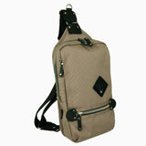 Harvest Label sling pack in black with adjustable strap, compact design, and multiple compartments for daily essentials.