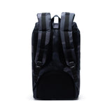 Herschel Little America backpack in Night Camo with adjustable straps, front pocket, and padded shoulder straps for comfort.