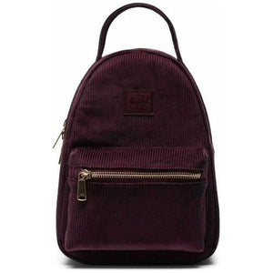Herschel Nova Backpack Small in corduroy fabric with adjustable straps and front pocket, stylish and compact for everyday use.