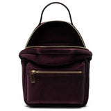 Herschel Nova Small Backpack in brown corduroy fabric, featuring a compact design with adjustable straps and front pocket.