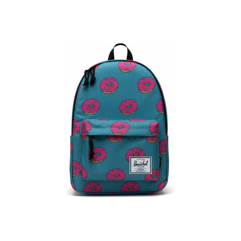 Herschel Classic Backpack XL featuring Simpsons design, with adjustable straps and multiple compartments visible in the image.