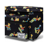 Herschel Seventeen Hip Pack featuring Simpsons design, black fabric with colorful cartoon character print and adjustable strap
