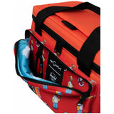 Herschel Pop Quiz Cooler 12 Pack Insulated with Simpsons design, showing the colorful, cartoon-themed cooler with a handle and zippers.