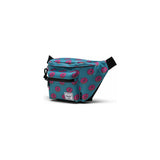 Herschel Seventeen Hip Pack featuring Simpsons design, black fabric with colorful cartoon character print, adjustable strap.
