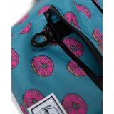 Herschel Seventeen hip pack featuring Simpsons design, black fabric with colorful cartoon character print, adjustable strap.