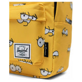 Herschel Classic Backpack Mini featuring Simpsons character print, with adjustable straps and front pocket, black and colorful design.