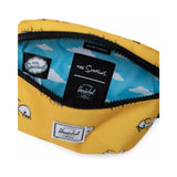 Herschel Fourteen Hip Pack featuring Simpsons design, black fabric with colorful cartoon character print, compact and stylish.