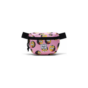 Herschel Fourteen Hip Pack featuring Simpsons design, black fabric with colorful cartoon character print, adjustable strap and compact storage