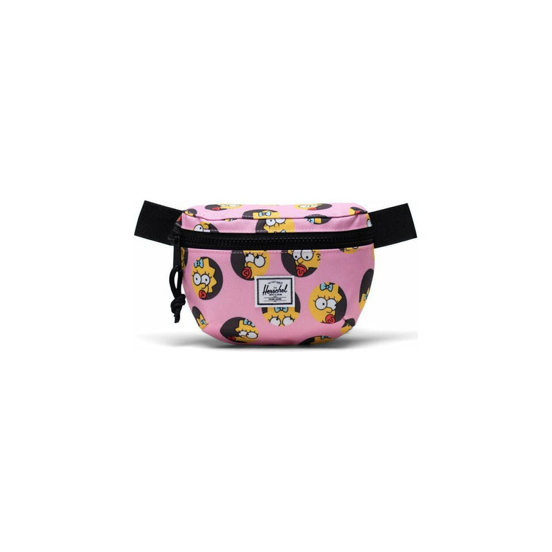 Herschel Fourteen Hip Pack featuring Simpsons design, black fabric with colorful cartoon character print, adjustable strap and compact storage