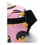 Herschel Fourteen Hip Pack featuring Simpsons design, black fabric with colorful cartoon character print, compact and practical accessory.
