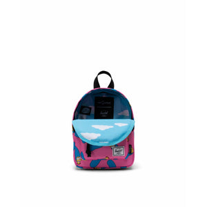 Herschel Classic Backpack Mini featuring Simpsons design, with adjustable straps and front pocket, in a compact, stylish style.