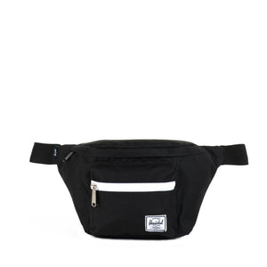 Herschel Seventeen hip pack in black with adjustable waist strap and multiple compartments for convenient storage.