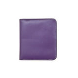 ILI Mini Bi-Fold RFID Wallet in purple and green, showcasing its compact design with multiple card slots and RFID protection.