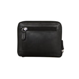 Black ILI RFID zip around wallet with multiple card slots and coin pocket, made of durable material.