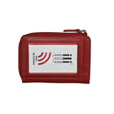Red ILI RFID card holder wallet with multiple card slots, compact and stylish for secure card storage.