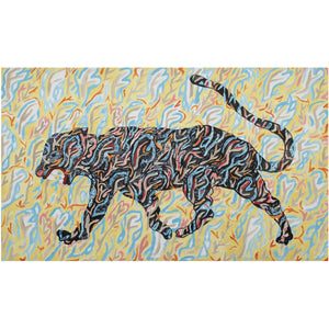 Fine art print titled 'Nagual' by Jordan Cantwell, featuring vibrant, abstract artwork displayed on a wall.