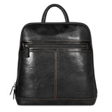 Black Jack Georges Voyager Adele Slim Backpack with front pocket and adjustable straps, showing a sleek, modern design.