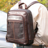 Brown Jack Georges Voyager Backpack with multiple compartments and padded shoulder straps, designed for style and comfort.