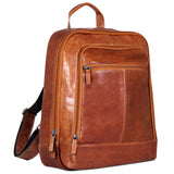 Brown Jack Georges Voyager Backpack with multiple compartments and padded straps, designed for stylish everyday use.