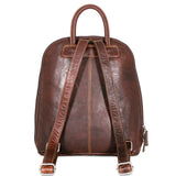 Jack Georges Voyager small backpack in brown leather with adjustable straps and front pocket, stylish and functional for daily use.