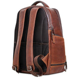 Brown Jack Georges Voyager Tech Backpack with multiple compartments, adjustable straps, and padded laptop sleeve.