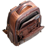 Brown Jack Georges Voyager Tech Backpack with multiple compartments and padded straps, designed for travel and everyday use.