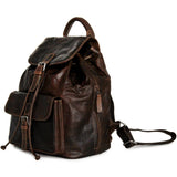 Jack Georges Voyager Drawstring Backpack featuring leather accents and adjustable straps, designed for stylish everyday use.