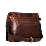 Brown Jack Georges Voyager full-size messenger bag with adjustable strap and multiple compartments for men’s briefcase style.