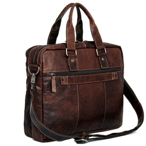 Brown Jack Georges Voyager Professional Briefcase with leather handles and multiple compartments for work and travel needs.
