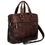 Brown Jack Georges Voyager Professional Briefcase with leather handles and multiple compartments for work and travel needs.