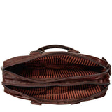 Brown Jack Georges Voyager Professional Briefcase with multiple compartments and sleek leather design for work or travel.