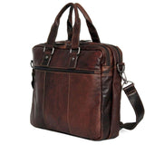 Brown Jack Georges Voyager Professional Briefcase with multiple compartments and sturdy leather handles.