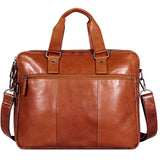 Brown Jack Georges Voyager Professional Briefcase with leather handles and multiple compartments, ideal for business use.