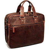 Large Jack Georges Voyager travel briefcase featuring leather construction, multiple compartments, and sturdy handles.