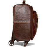 Jack Georges Voyager 18-inch carry-on luggage with hard-shell design and telescopic handle, black color, and four spinner wheels.