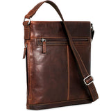 Brown Jack Georges Voyager Crossbody Bag with adjustable strap and multiple compartments, made of premium leather.