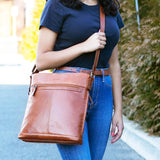 Brown Jack Georges Voyager Crossbody Bag with adjustable strap and multiple compartments, stylish and functional for everyday use.