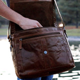 Brown Jack Georges Voyager Messenger Bag, stylish crossbody bag with durable leather and multiple compartments.