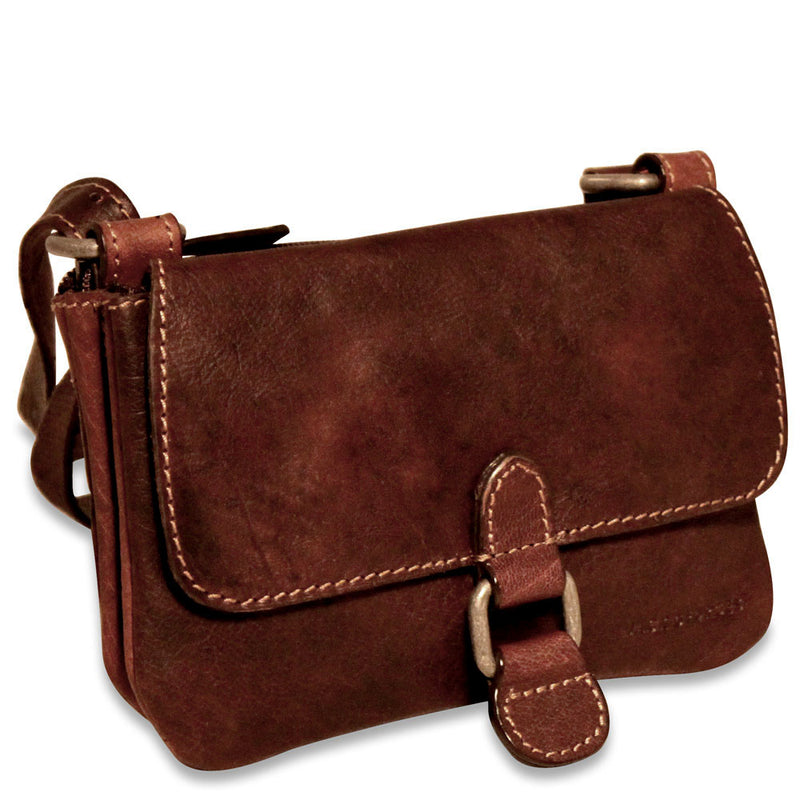 Brown Jack Georges Voyager Mini Crossbody Bag with adjustable strap and sleek design, perfect for everyday carry.