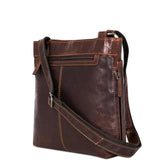 Brown Jack Georges Voyager small zippered crossbody bag with adjustable strap and compact design for everyday use.