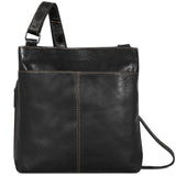 Brown Jack Georges Voyager small zippered crossbody bag with adjustable strap and sleek design.