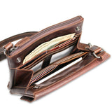 Brown Jack Georges Voyager Wallet on a String crossbody bag with adjustable strap and compact design, perfect for everyday use.