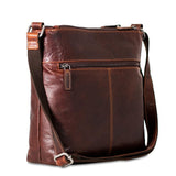 Brown Jack Georges Voyager Zippered Crossbody Hobo Bag with adjustable strap and sleek design, perfect for everyday use.